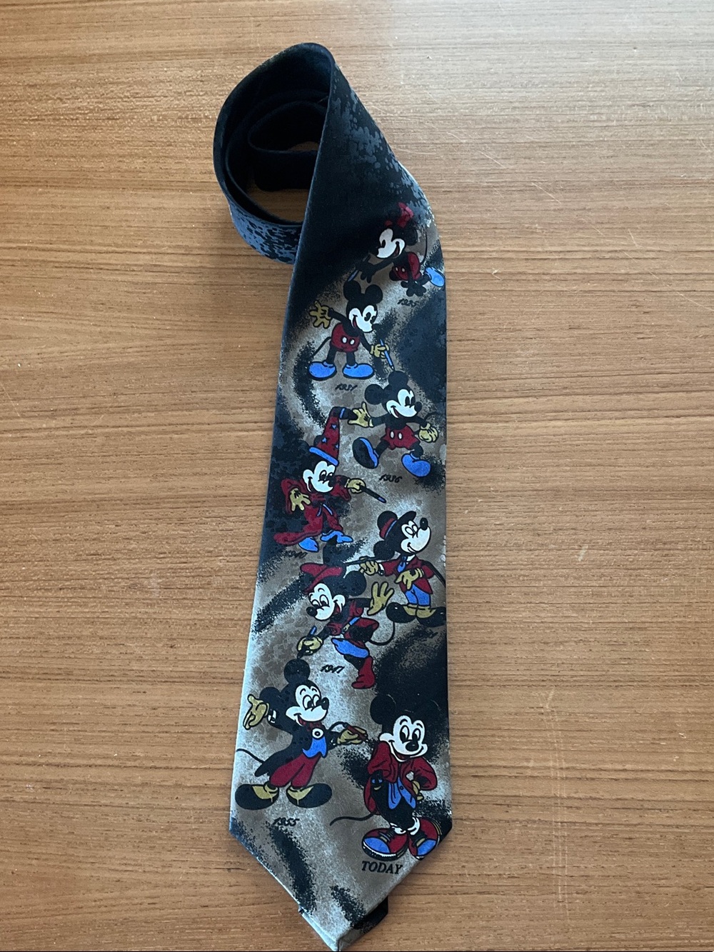 Disney Black Tie with Multicolor Mickey Mouse Motifs